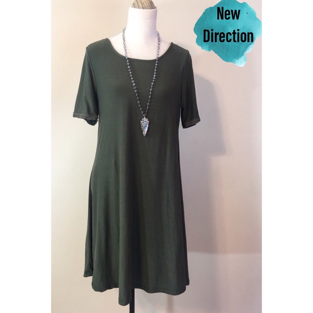 New Directions Suede Olive Dress